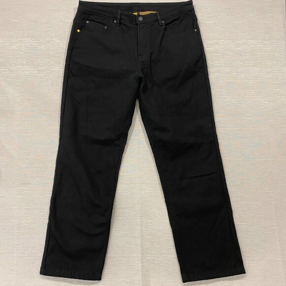 CAT Caterpillar Work Pants Mens 38 x 32 Black Canvas Fleece Lined Insulated - Picture 3 of 12